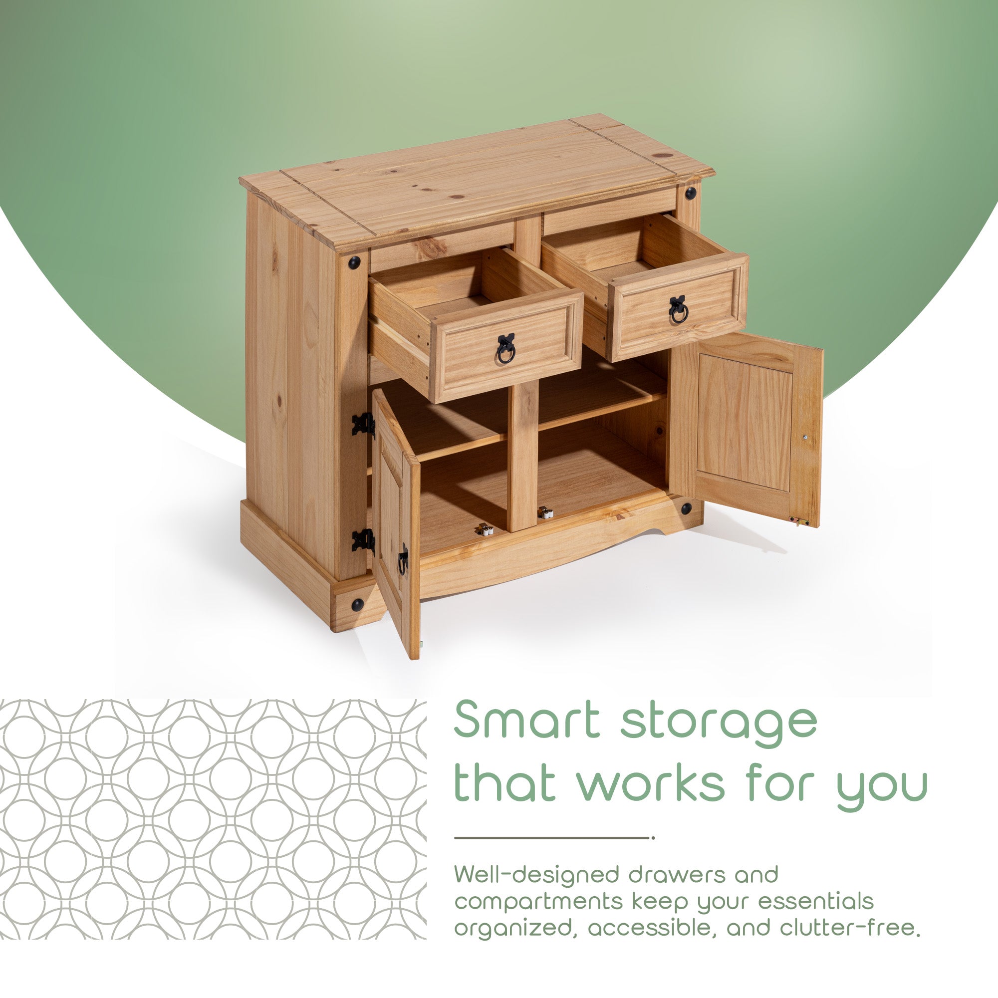 Corona Solid Wood 2-Door 2-Drawer Buffet Sideboard