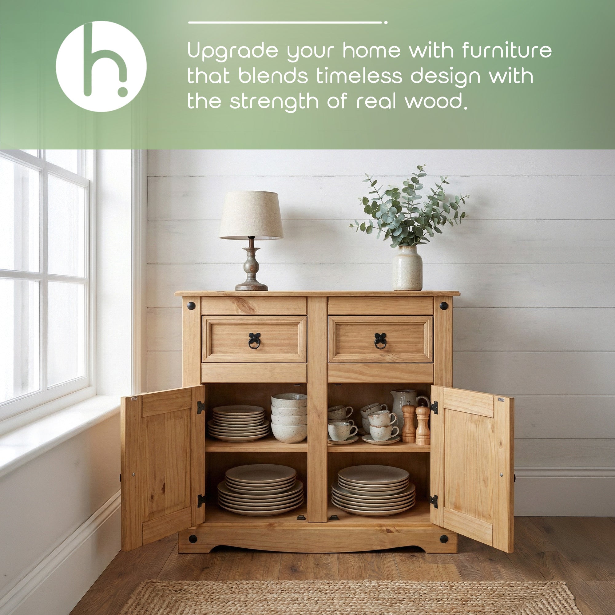 Corona Solid Wood 2-Door 2-Drawer Buffet Sideboard