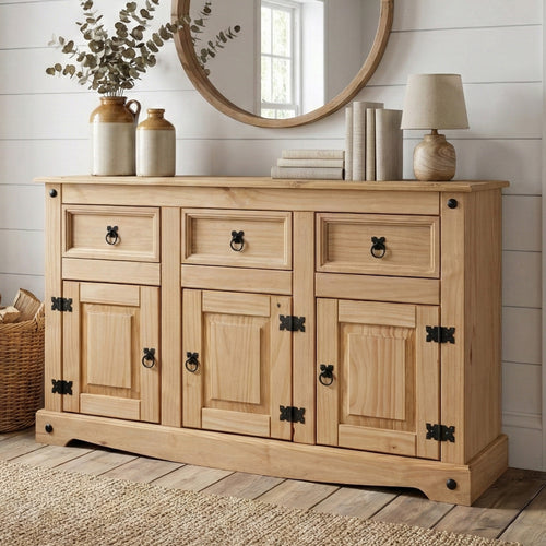 Corona Solid Wood 3-Door 3-Drawer Buffet Sideboard