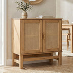 Nature Wood & Rattan 2-Door Buffet Sideboard