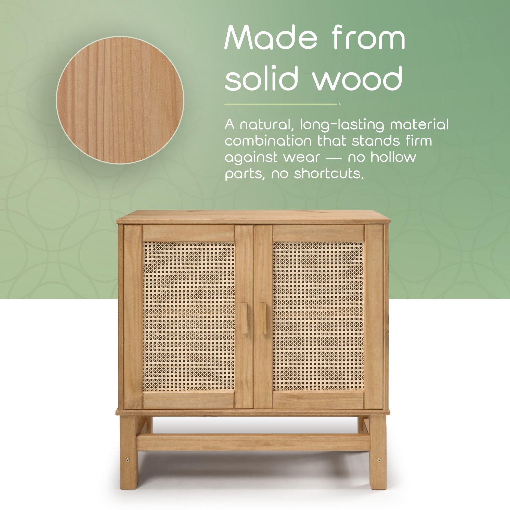 Nature Wood & Rattan 2-Door Buffet Sideboard