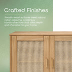Nature Wood & Rattan 2-Door Buffet Sideboard