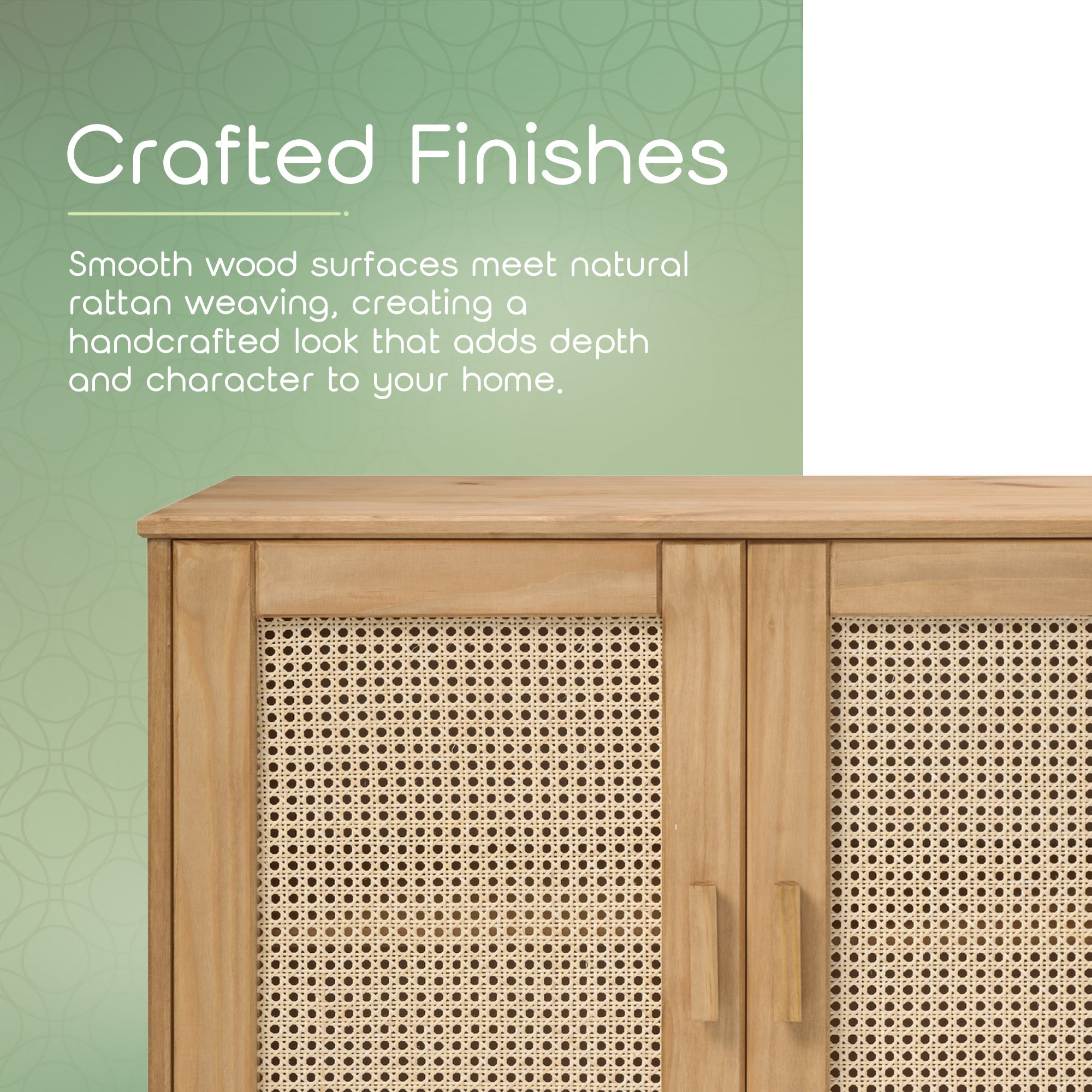 Nature Wood & Rattan 2-Door Buffet Sideboard
