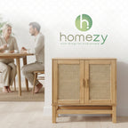Nature Wood & Rattan 2-Door Buffet Sideboard