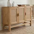 Nature Wood & Rattan 3-Door Buffet Sideboard