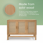 Nature Wood & Rattan 3-Door Buffet Sideboard
