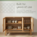 Nature Wood & Rattan 3-Door Buffet Sideboard