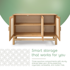 Nature Wood & Rattan 3-Door Buffet Sideboard