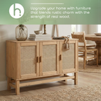 Nature Wood & Rattan 3-Door Buffet Sideboard