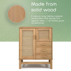 Nature Wood & Rattan 2-Door 3-Drawer Buffet Sideboard