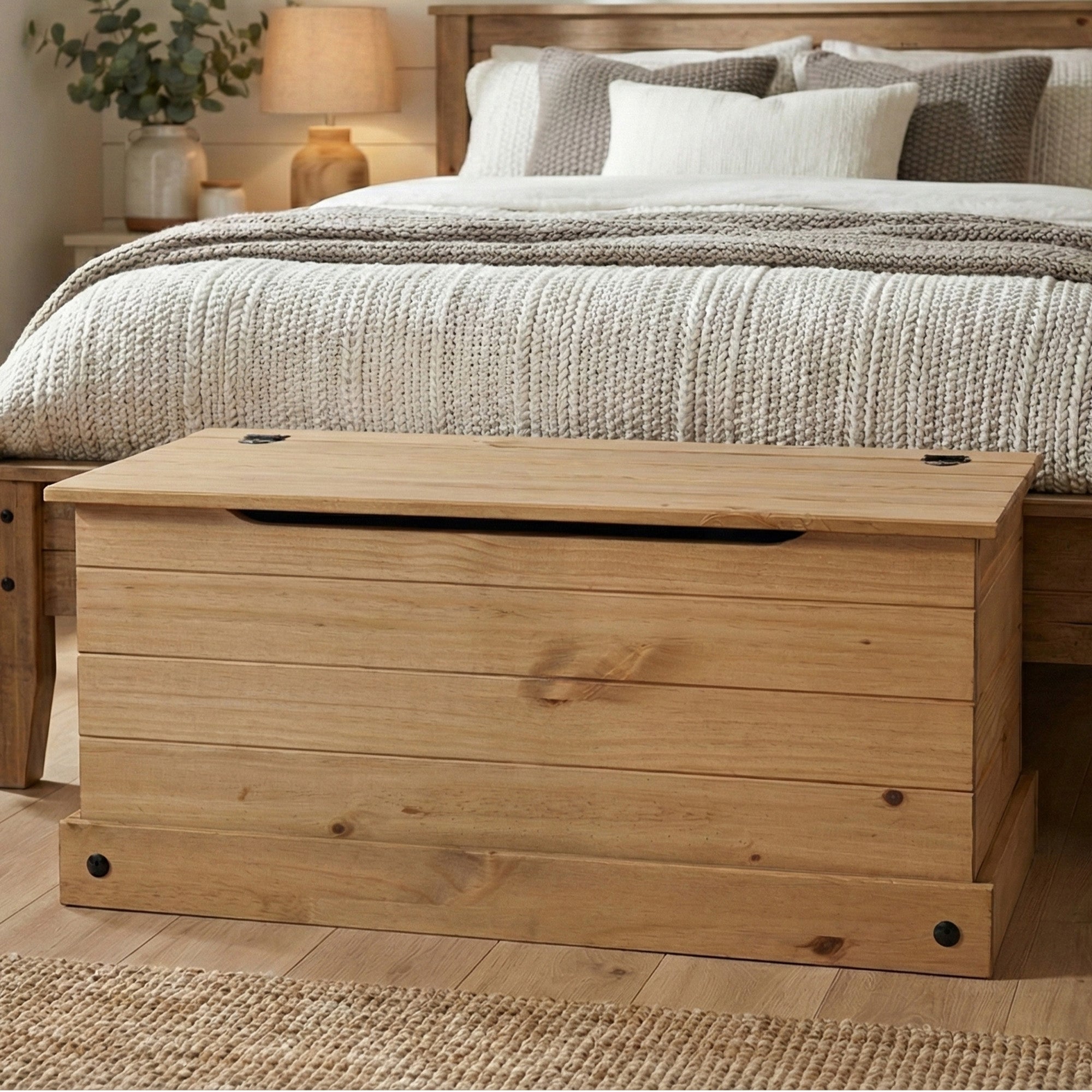 Corona Solid Wood Storage Chest with Safe-Stay Hinged Lid