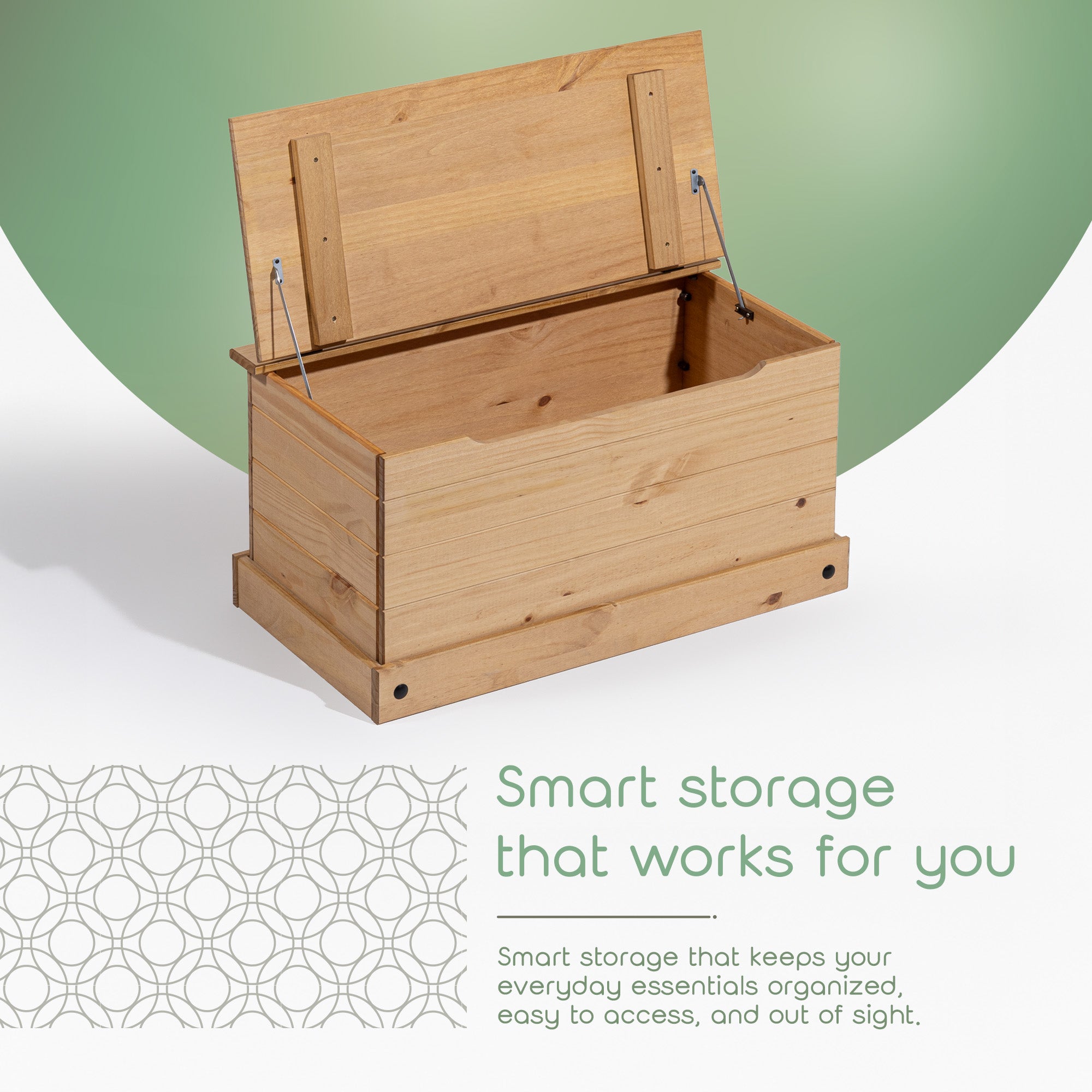 Corona Solid Wood Storage Chest with Safe-Stay Hinged Lid