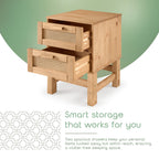Set of 2 Nature Wood & Rattan 2-Drawer Bedside Tables