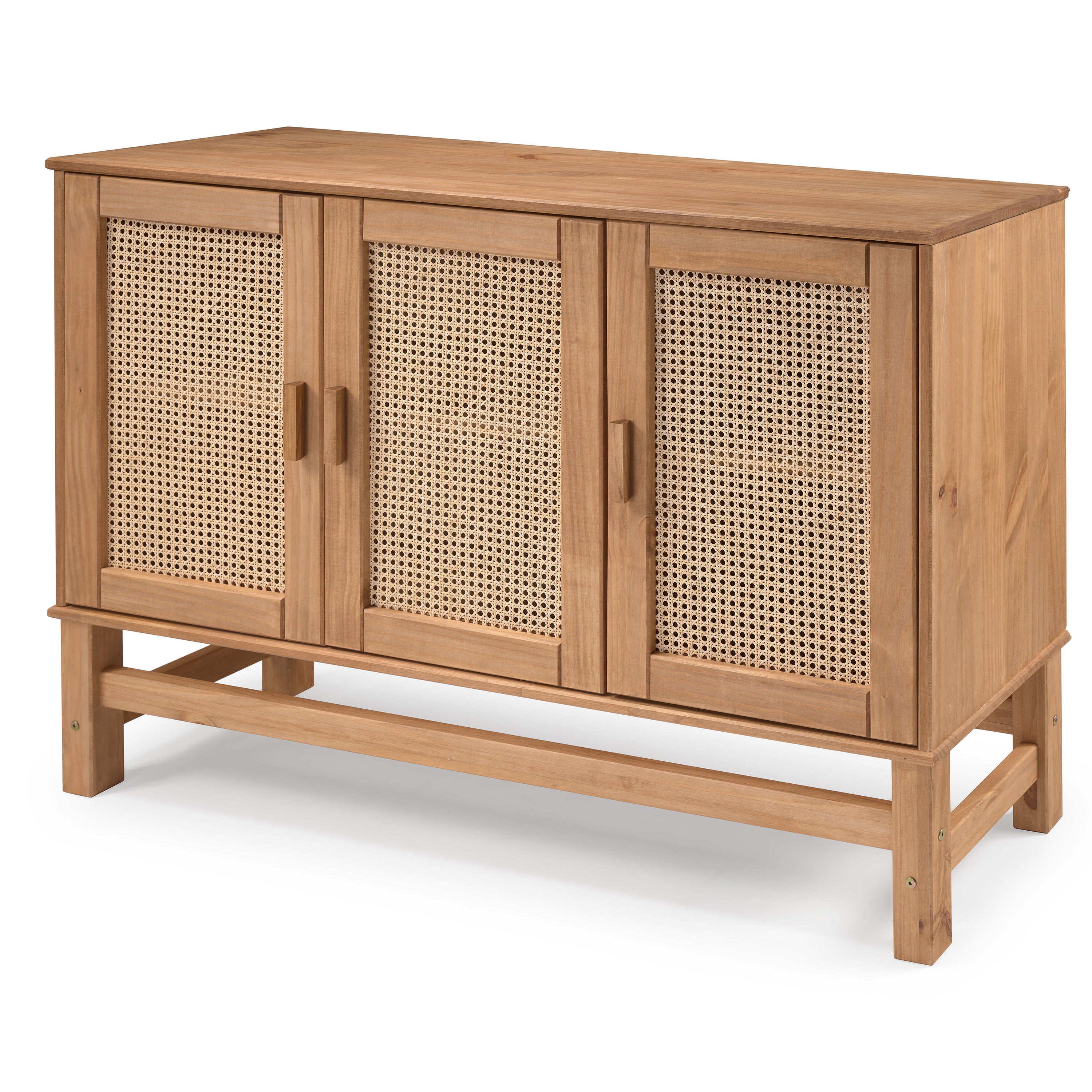 Nature Wood & Rattan 3-Door Buffet Sideboard
