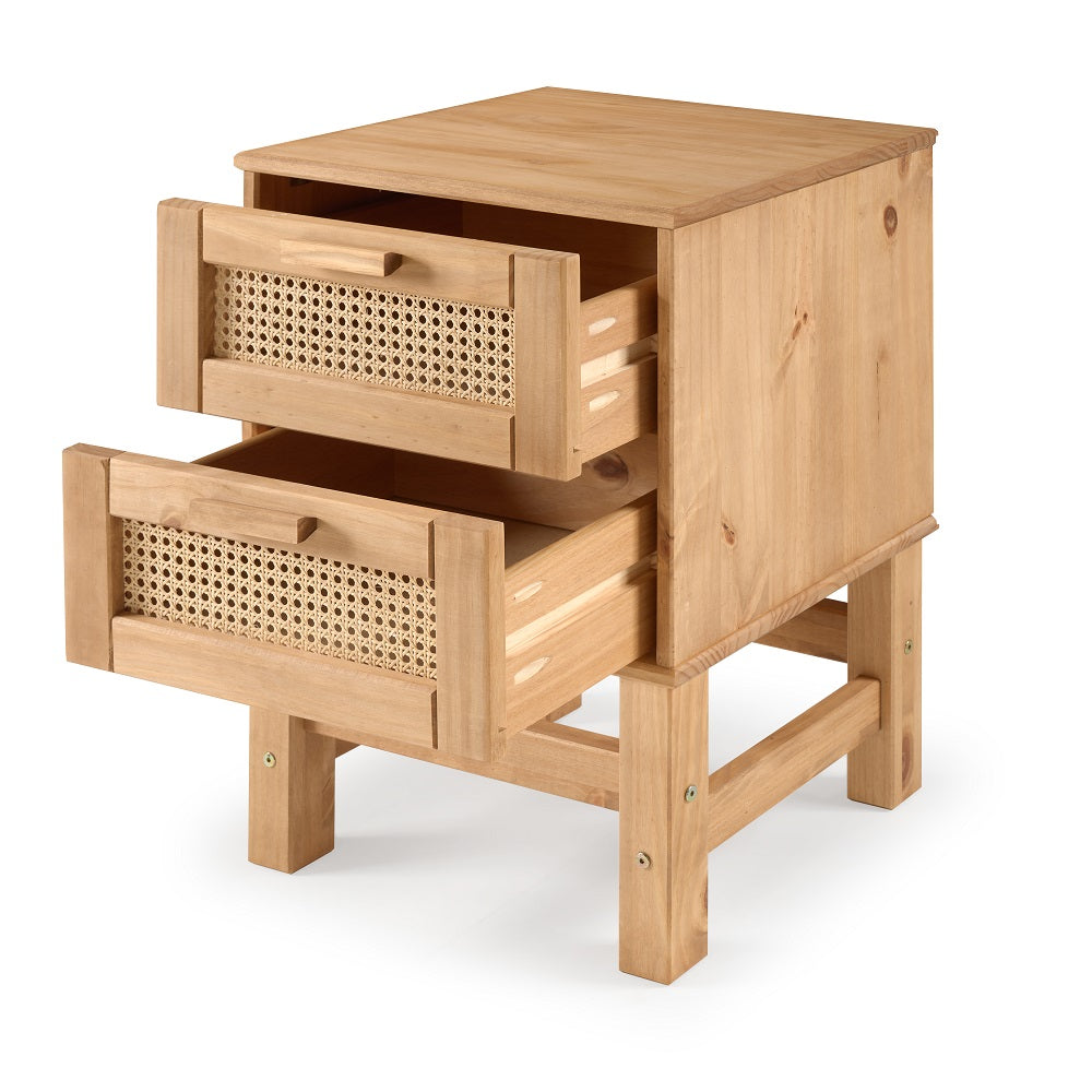 Nature Wooden Nightstand 02 Drawers
