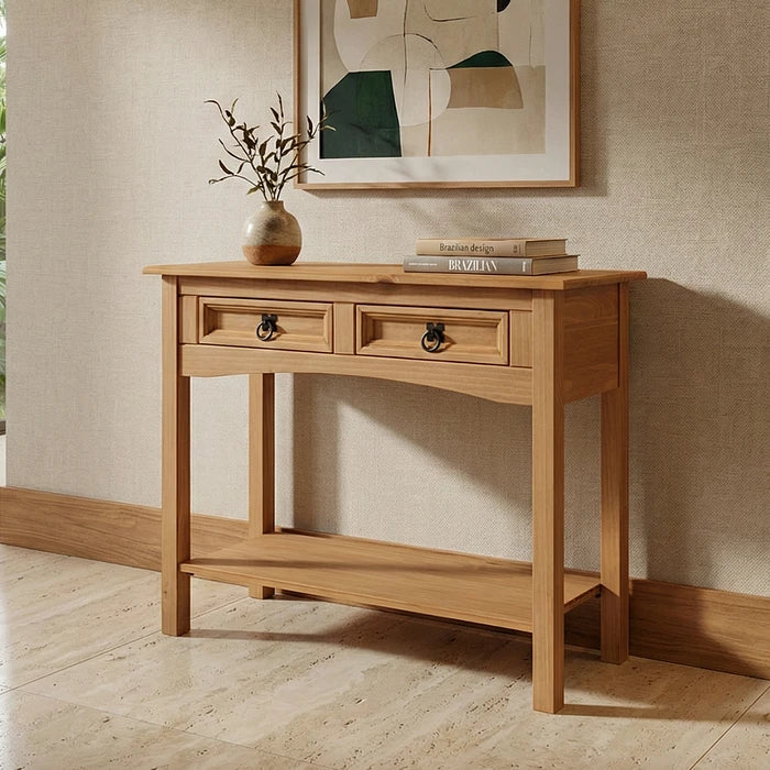 Corona 35" Solid Wood 2-Drawer Console Table