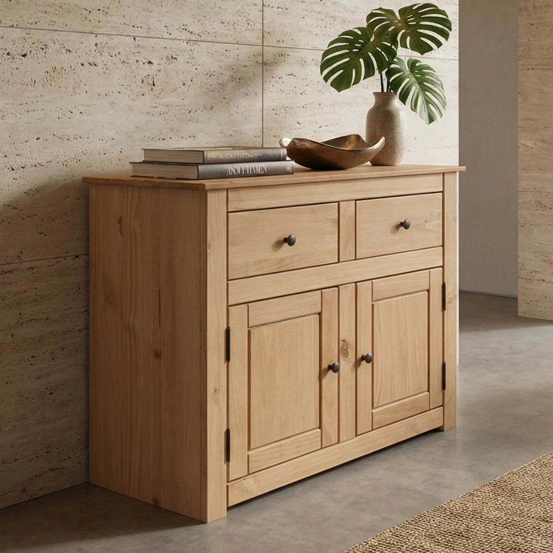 Panama Solid Wood 2-Door 2-Drawer Buffet Sideboard