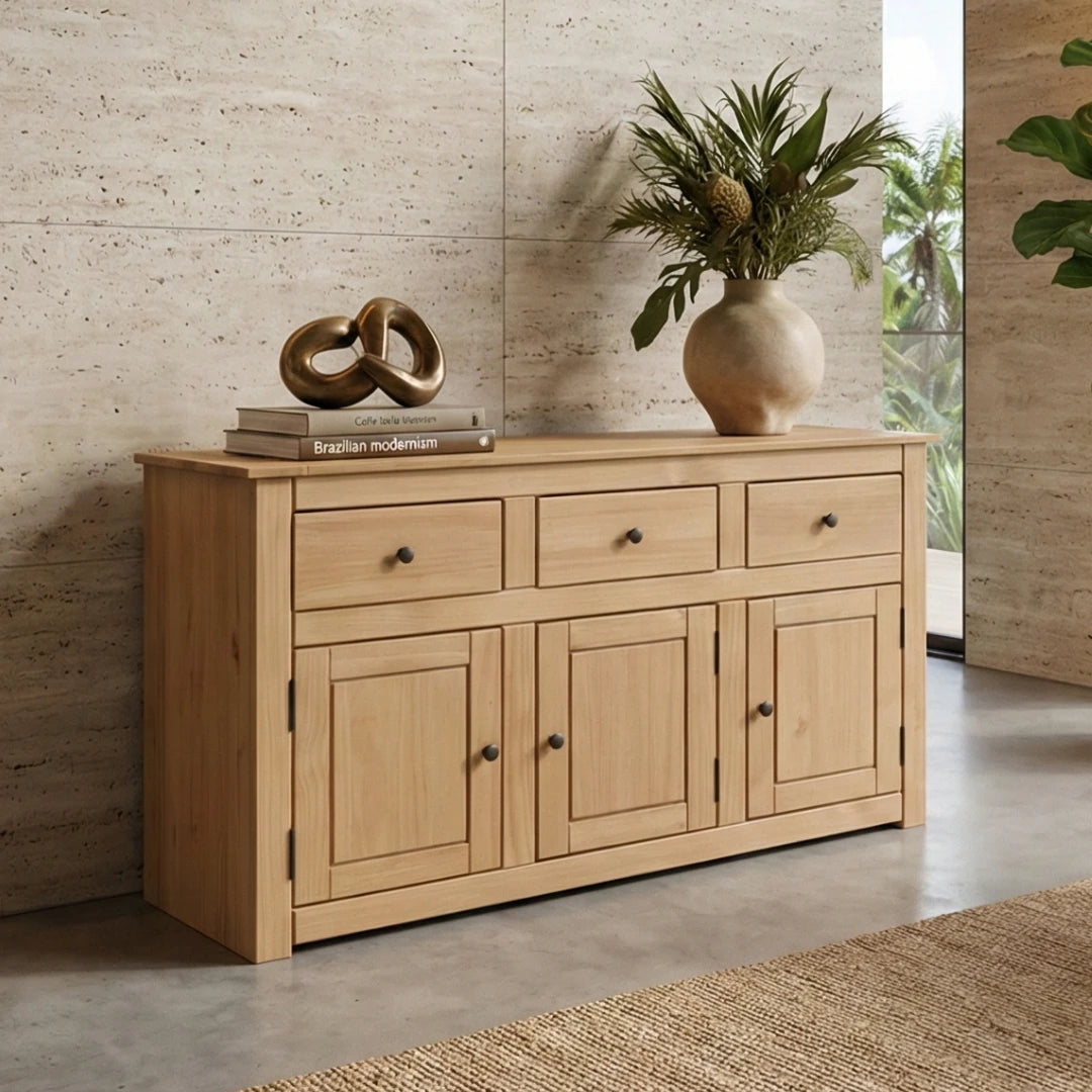 Panama Solid Wood 3-Door 3-Drawer Buffet Sideboard