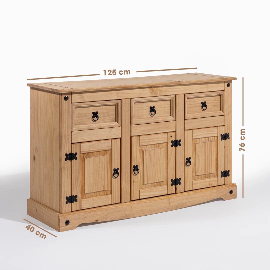 Corona Solid Wood 3-Door 3-Drawer Buffet Sideboard