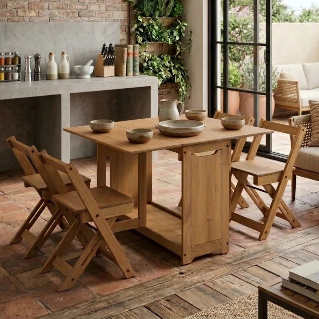 Corona Space Saving Solid Wood Butterfly Dining Set